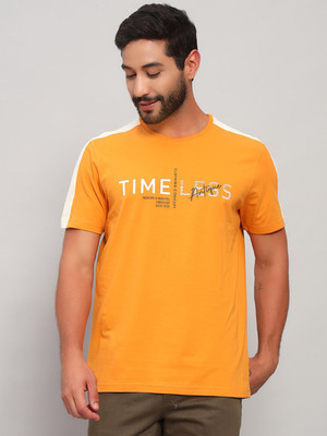 CANTABIL Printed Men Round Neck Yellow T-Shirt