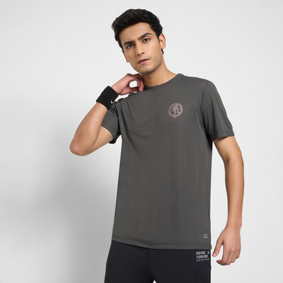 Ajile By Pantaloons Printed Men Round Neck Grey T-Shirt