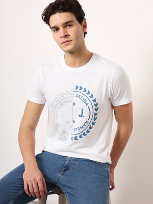 LEE Printed Men Round Neck White T-Shirt