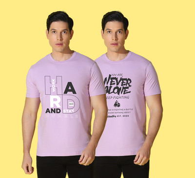 WOOSTRO Typography Men Round Neck Purple T-Shirt