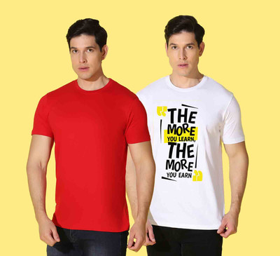 WOOSTRO Printed Men Round Neck Multicolor T-Shirt