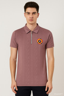 Ajmir Style Hub Self Design Men Polo Neck Multicolor T-Shirt