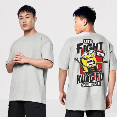 RED CLOVER Printed Men Round Neck Grey T-Shirt