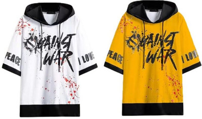 cnw Printed Men Hooded Neck Multicolor T-Shirt