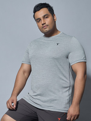 TECHNOSPORT Printed Men Crew Neck Grey T-Shirt