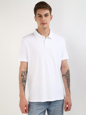 Shri Ji Collection Solid Men Polo Neck White T-Shirt