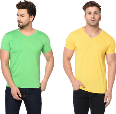 Adorbs Trend Solid Men V Neck Multicolor T-Shirt