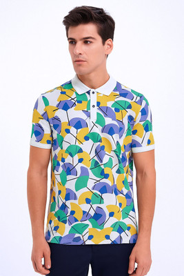 BEELLO STYLE Printed Men Polo Neck Multicolor T-Shirt