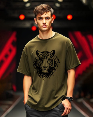 AUSK Printed Men Crew Neck Green T-Shirt