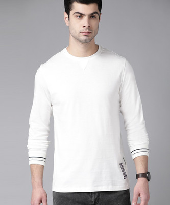 Roadster Solid Men Round Neck White T-Shirt