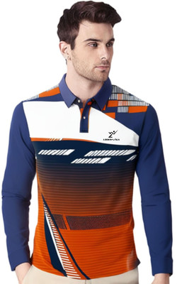 lookswala Printed Men Polo Neck Multicolor T-Shirt