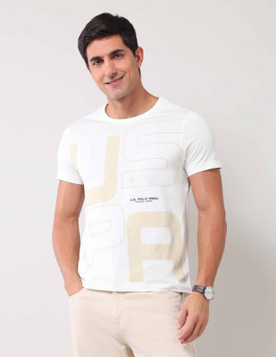 U.S. POLO ASSN. Graphic Print Men Round Neck White T-Shirt