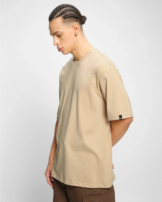 Urban Legends Solid Men Round Neck Beige T-Shirt