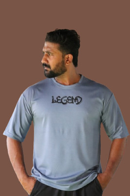 Phonk Printed Men Round Neck Light Blue T-Shirt