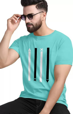 REVIZO Printed Men Round Neck Blue T-Shirt