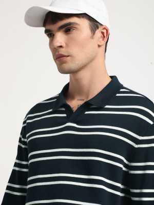 THE BEAR HOUSE Striped Men Polo Neck Multicolor T-Shirt