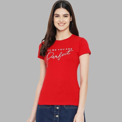 METRONAUT Typography Women Round Neck Red T-Shirt