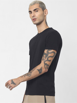 RULEDBYSUN Solid Men Round Neck Black T-Shirt