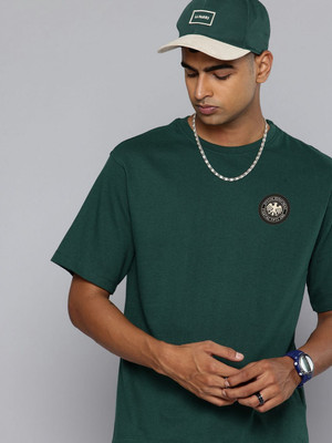 R.Code by The Roadster Life Co. Printed Men Round Neck Dark Green T-Shirt