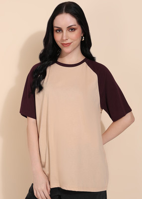 Adyavastram Colorblock Women Round Neck Multicolor T-Shirt