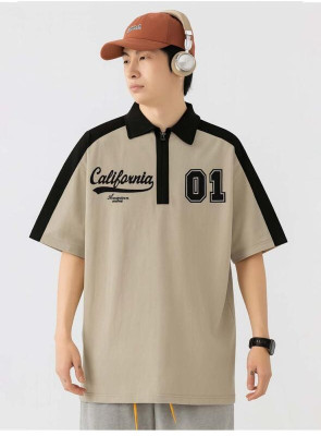 AVEJO Colorblock Men Polo Neck Brown T-Shirt