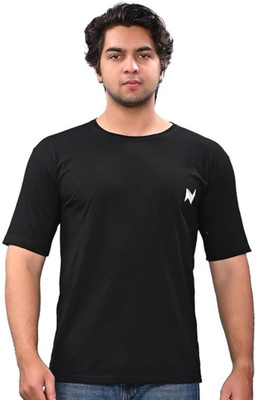 neoCardin Solid, Graphic Print Men Round Neck Black T-Shirt