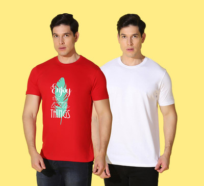 WOOSTRO Printed Men Round Neck Multicolor T-Shirt