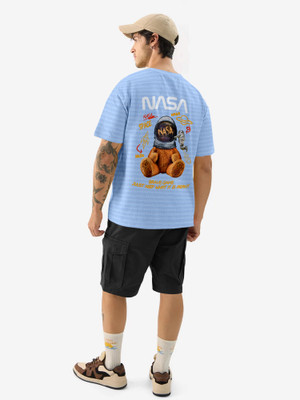 Triptee Graphic Print Men Round Neck Light Blue T-Shirt