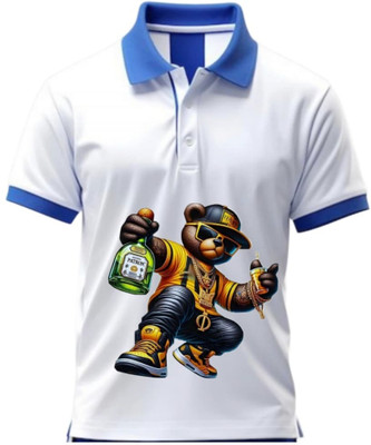 Yugavarshan Printed Men Polo Neck Yellow, Gold T-Shirt