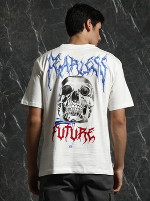 BREAKBOUNCE Printed, Typography Men Round Neck White T-Shirt