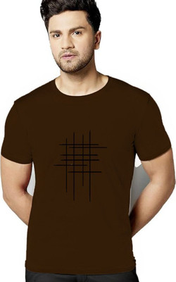 Pavis Printed Men Round Neck Brown T-Shirt