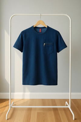 XPEROFIT Solid Men Round Neck Blue T-Shirt