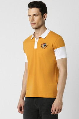 PETER ENGLAND Colorblock Men Polo Neck Yellow T-Shirt