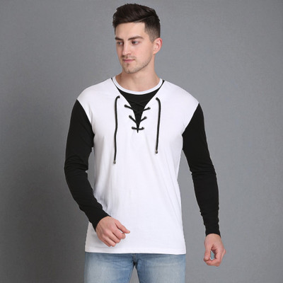 FARICON Colorblock Men Round Neck Multicolor T-Shirt
