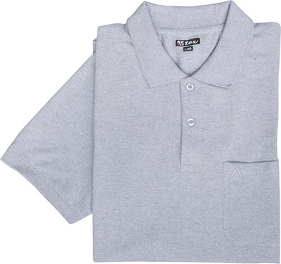 M TEX Self Design Men Polo Neck White T-Shirt