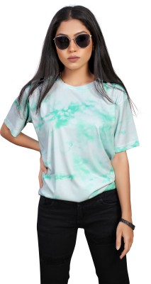 SUN BEAUTY FASHIONISTA HUB Tie & Dye Women Round Neck Light Green T-Shirt