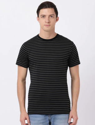 JOCKEY Striped Men Round Neck Black T-Shirt