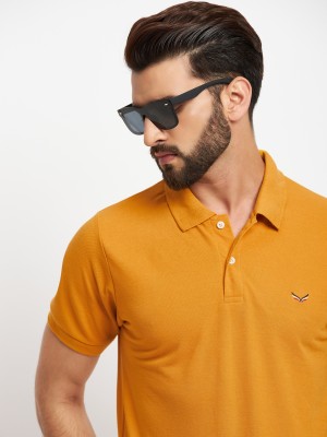 VERO AMORE Solid Men Polo Neck Yellow T-Shirt