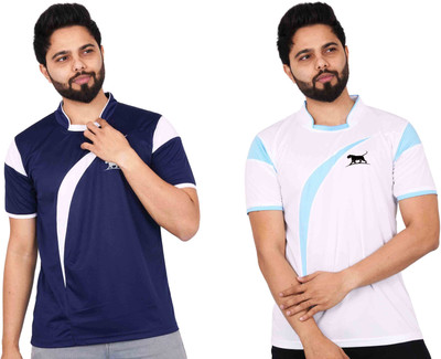 La Milano Colorblock, Printed Men Mandarin Collar Multicolor T-Shirt