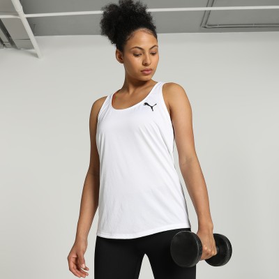 PUMA Solid Women Crew Neck White T-Shirt