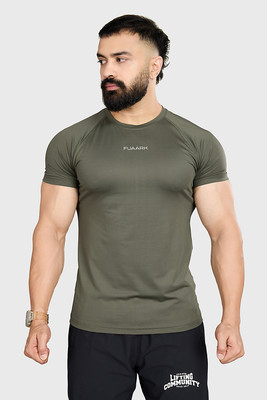 FuaarK Solid Men Round Neck Green T-Shirt