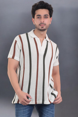 LWALS Striped Men Polo Neck Multicolor T-Shirt