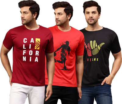 Garmin Printed Men Round Neck Multicolor T-Shirt