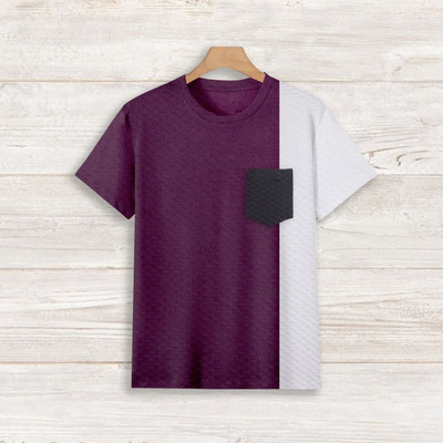 AKSHILU ENTERPRISE Colorblock Men Round Neck Purple T-Shirt