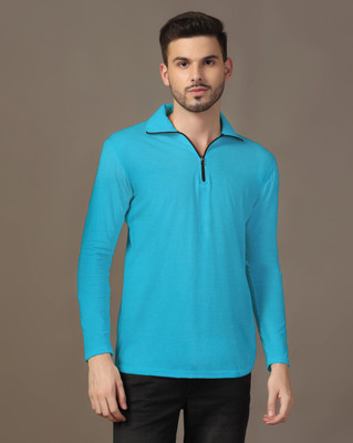 tfurnish Solid Men Polo Neck Light Green T-Shirt