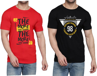 WOOSTRO Graphic Print Men Round Neck Red, Black T-Shirt