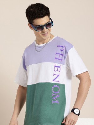 HERE&NOW Printed Men Round Neck Purple T-Shirt