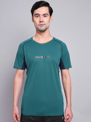 TECHNOSPORT Graphic Print Men Round Neck Dark Green T-Shirt