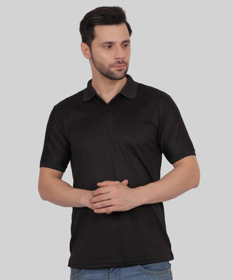 CLUBGREEN Printed Men Polo Neck Black T-Shirt