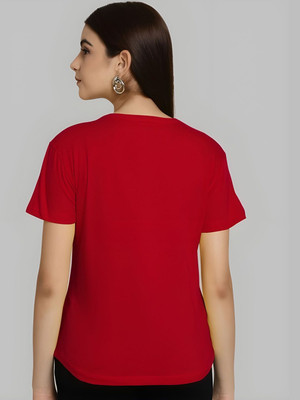 SZN Graphic Print Women Round Neck Red T-Shirt